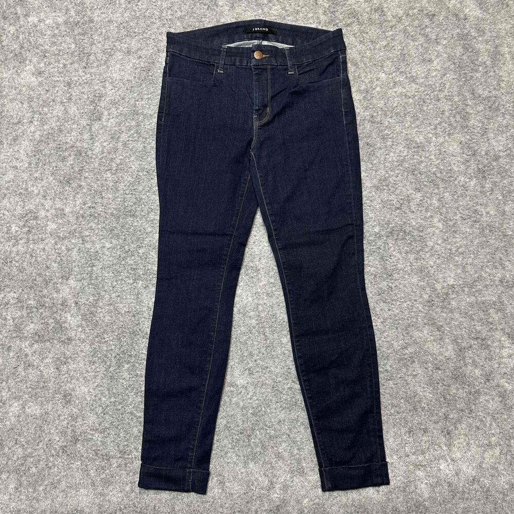 New J Brand Anja Women's Cuffed Skinny Jeans Size‎ 27 Blue Dark Wash Denim